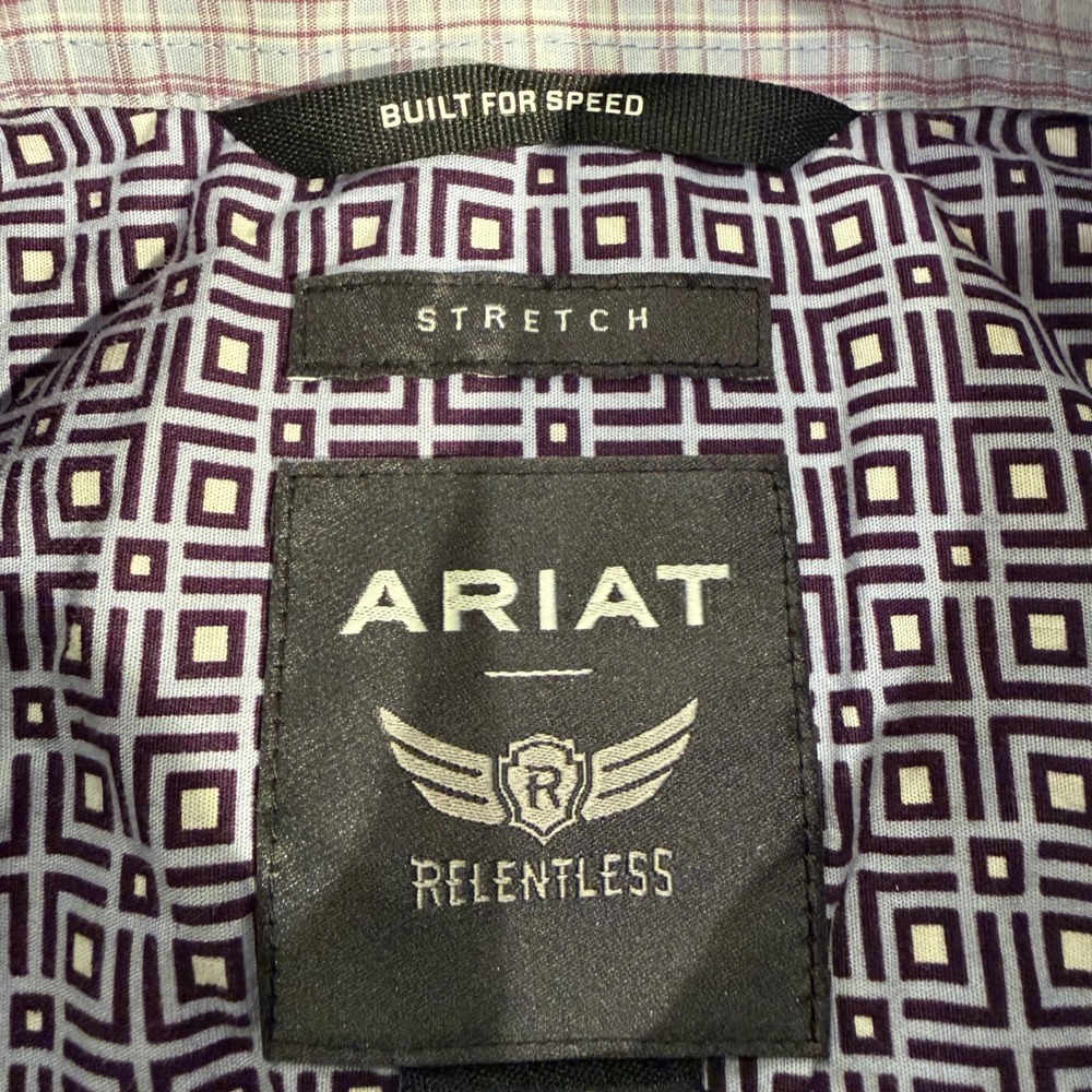 Ariat Relentless Mens Purple Geometric Stretch Performance Cowboy Shirt Large - Picture 6 of 8